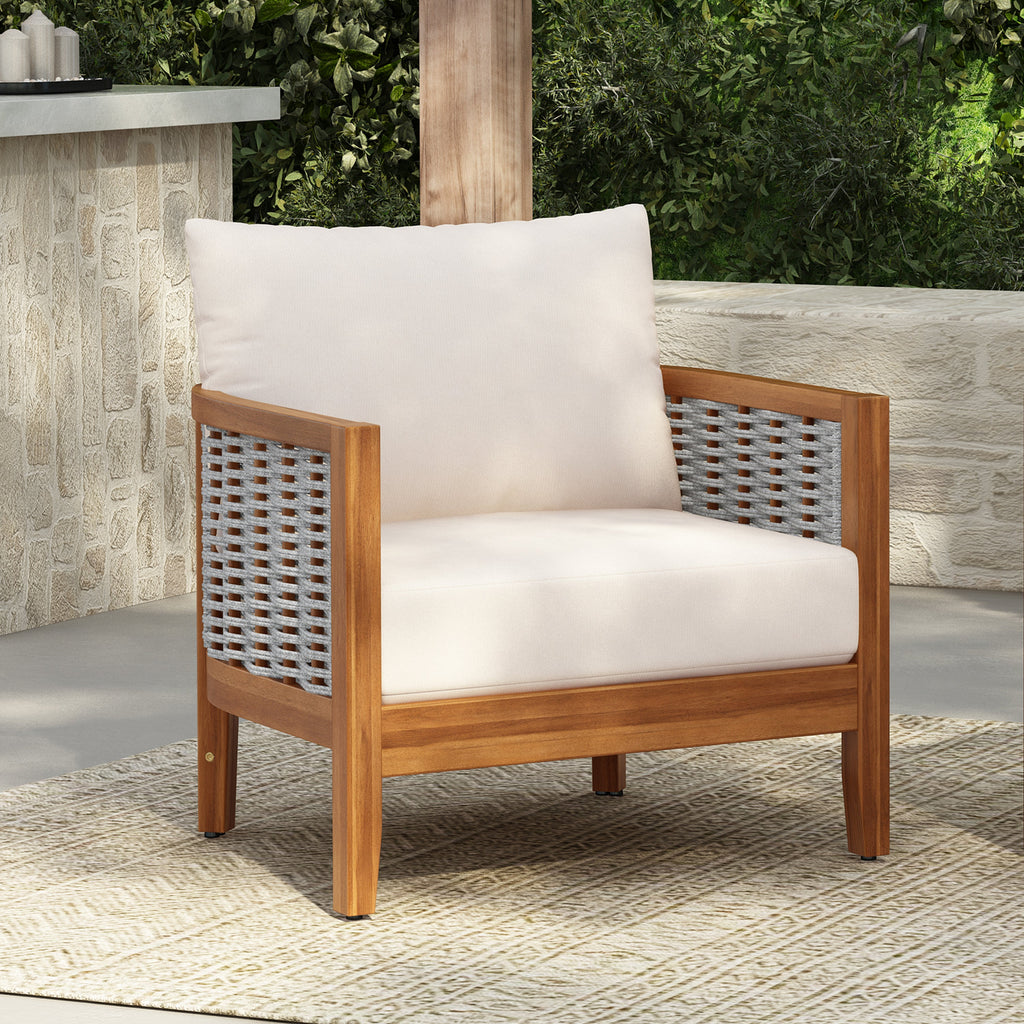 Outdoor Unique Tub Design Armchair with Woven Rope