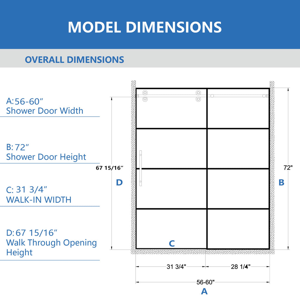 Adjustable Matte Shower Doors