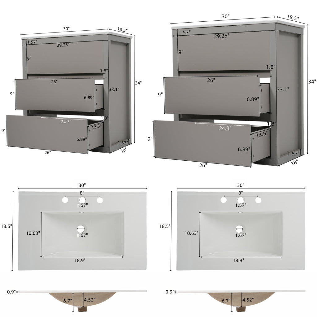 60" Double Sinks Bathroom Vanity Set