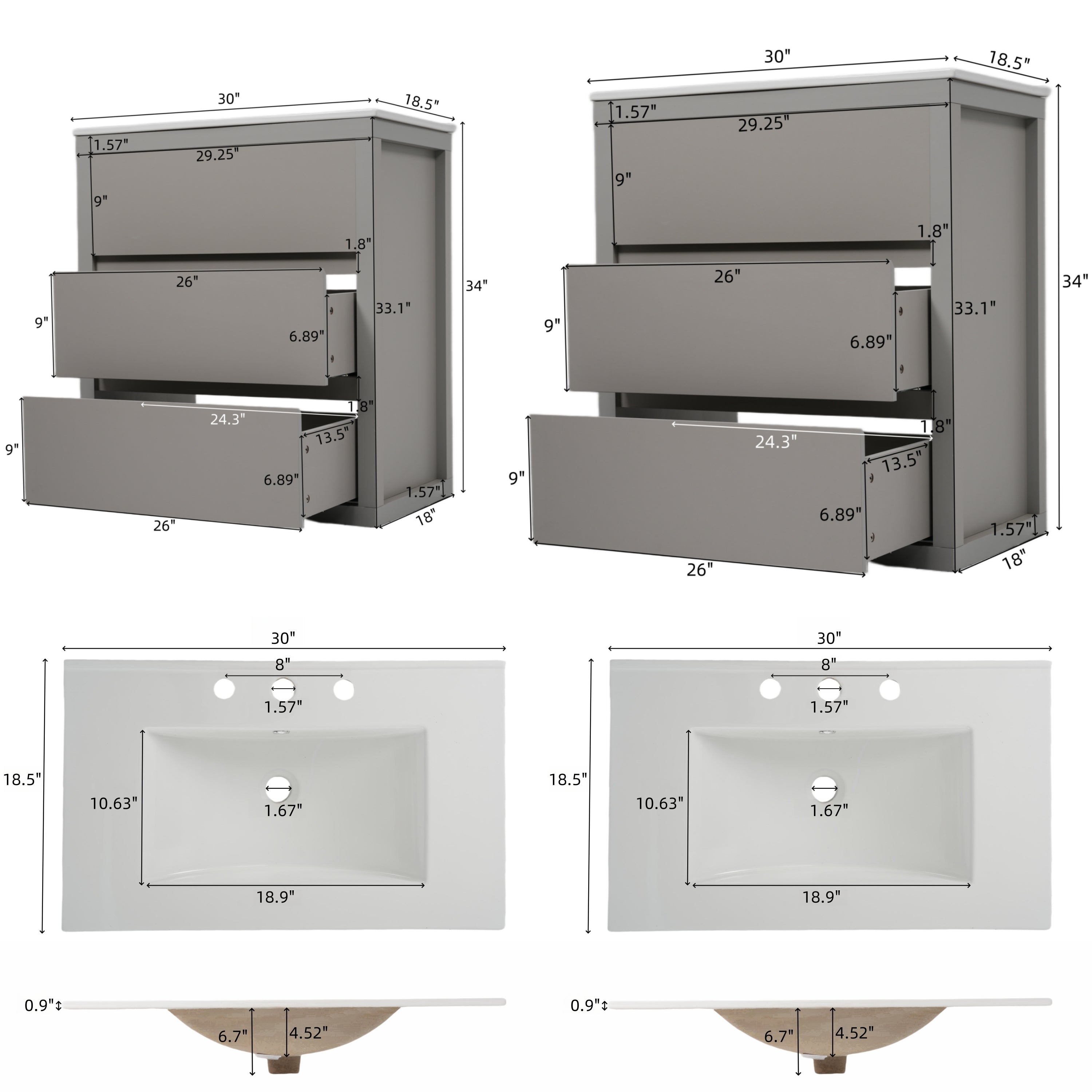 60" Double Sinks Bathroom Vanity Set