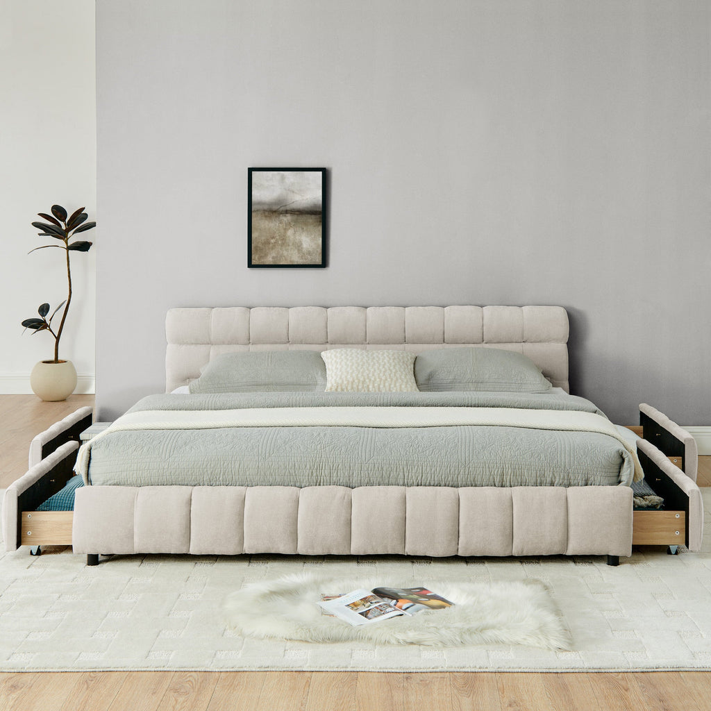 King Size Upholstered Bed with Storage