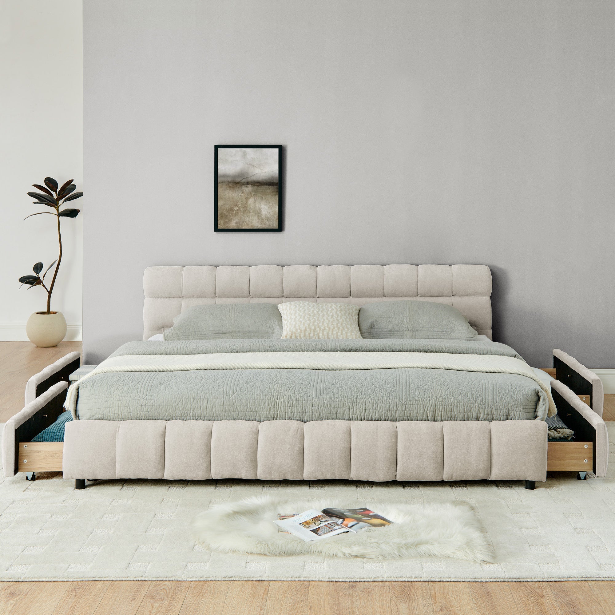 King Size Upholstered Bed with Storage