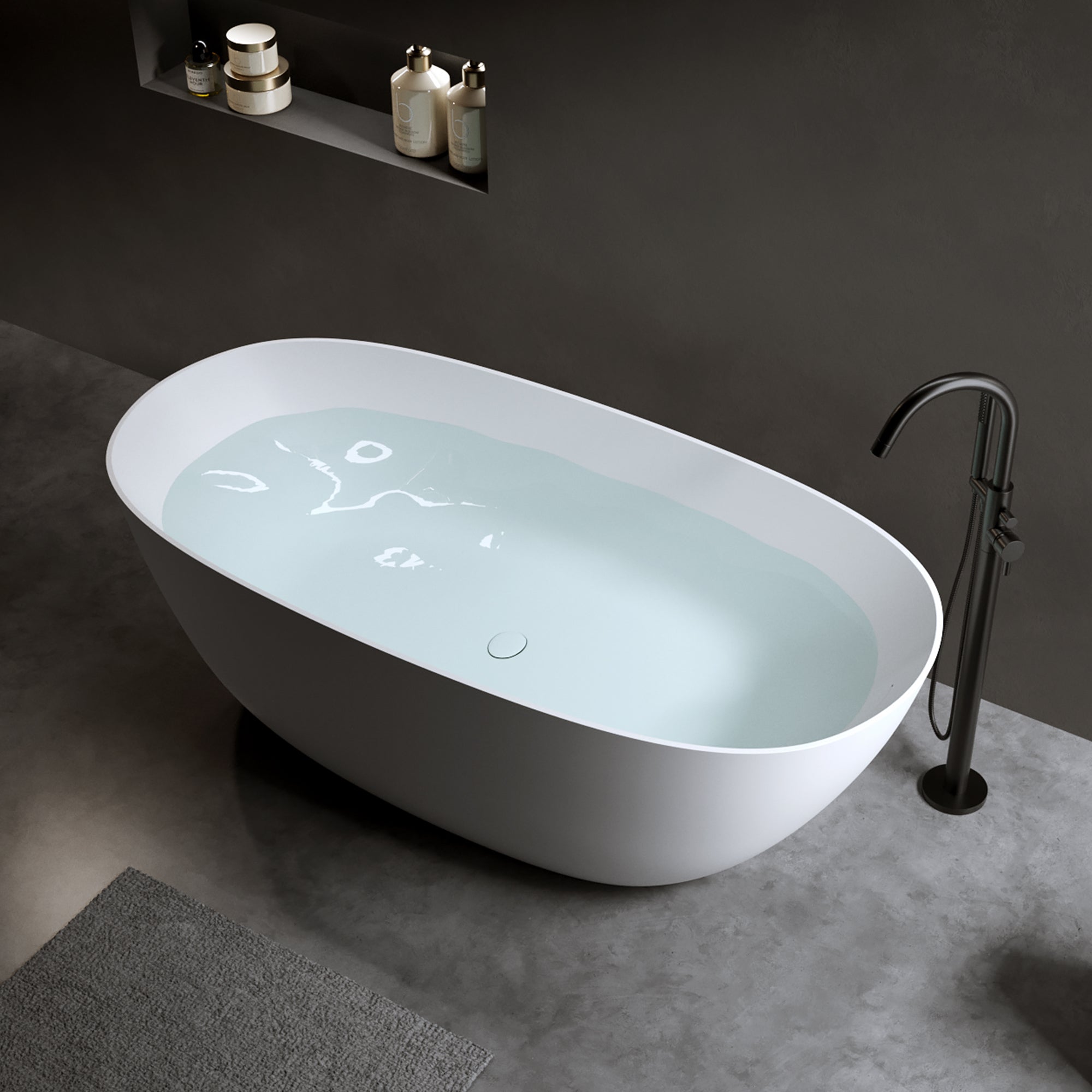 69'' Freestanding Bathtub Resin Stone Soaking Bathtub