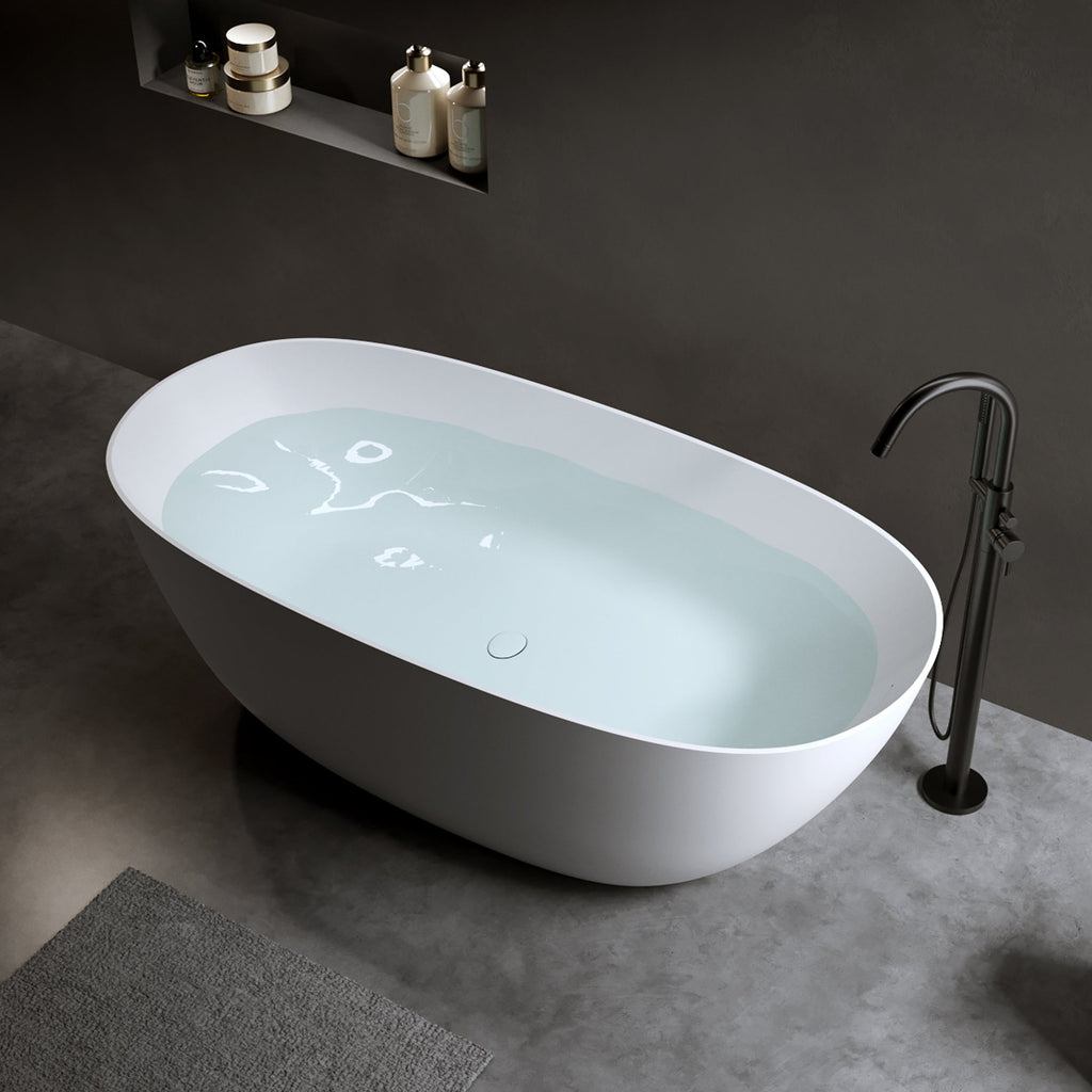 61'' Freestanding Bathtub - Resin Stone Soaking Bathtub
