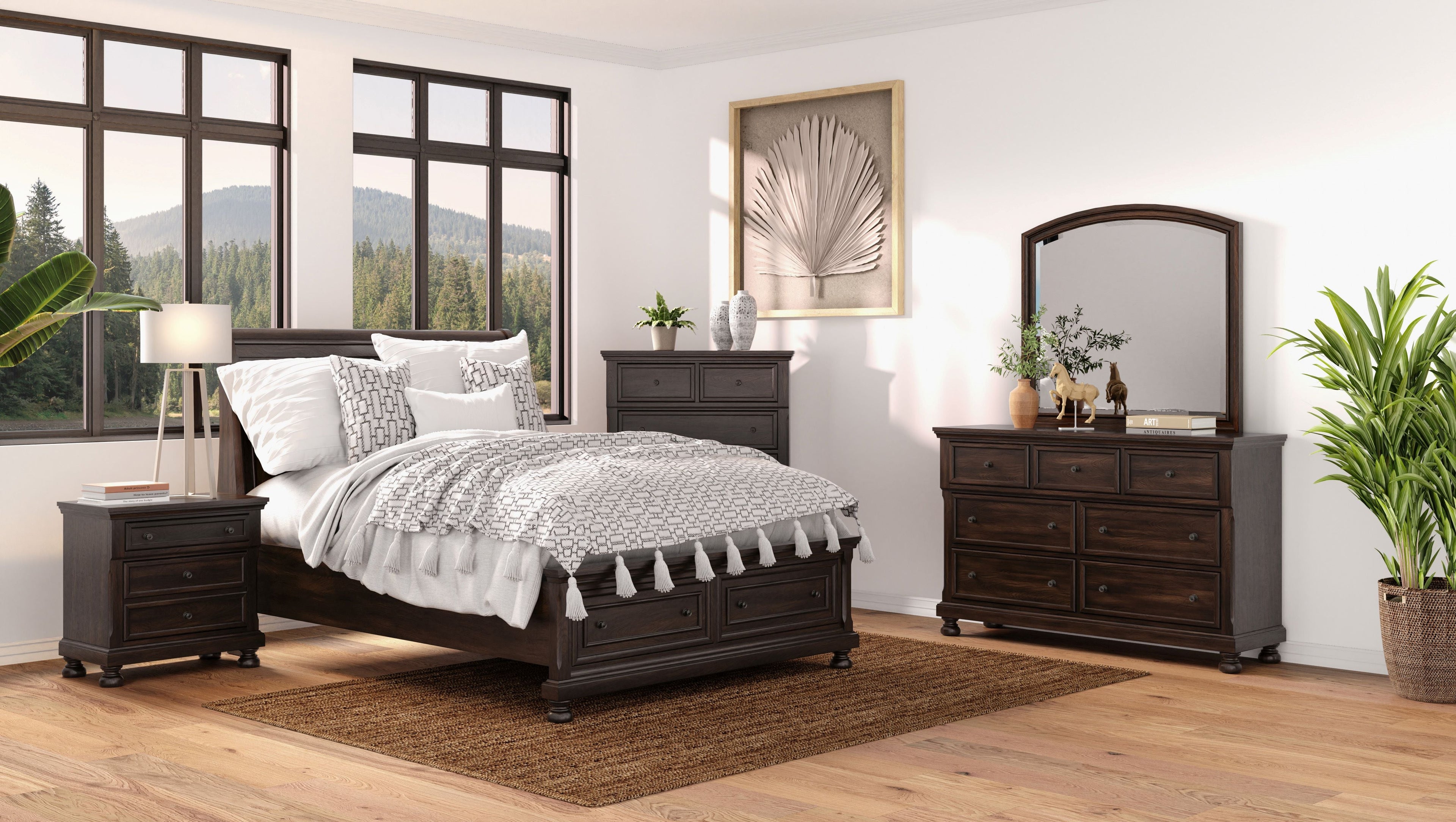 Dark Cherry King Storage Bed