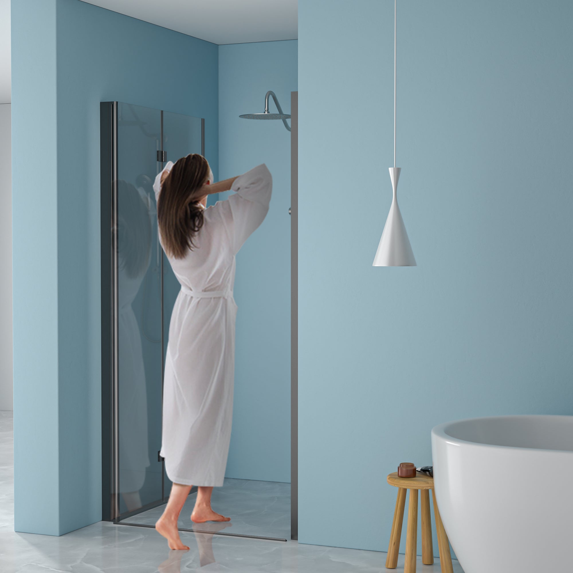 34"W x 72"H Fold Frameless Shower Door with Tempered Glass