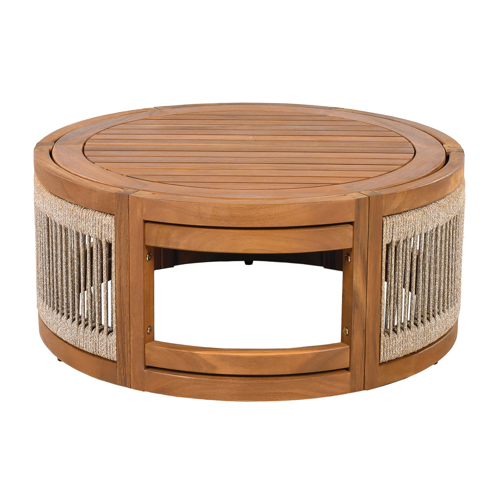 27.95" Acacia Wood Outdoor Coffee Table