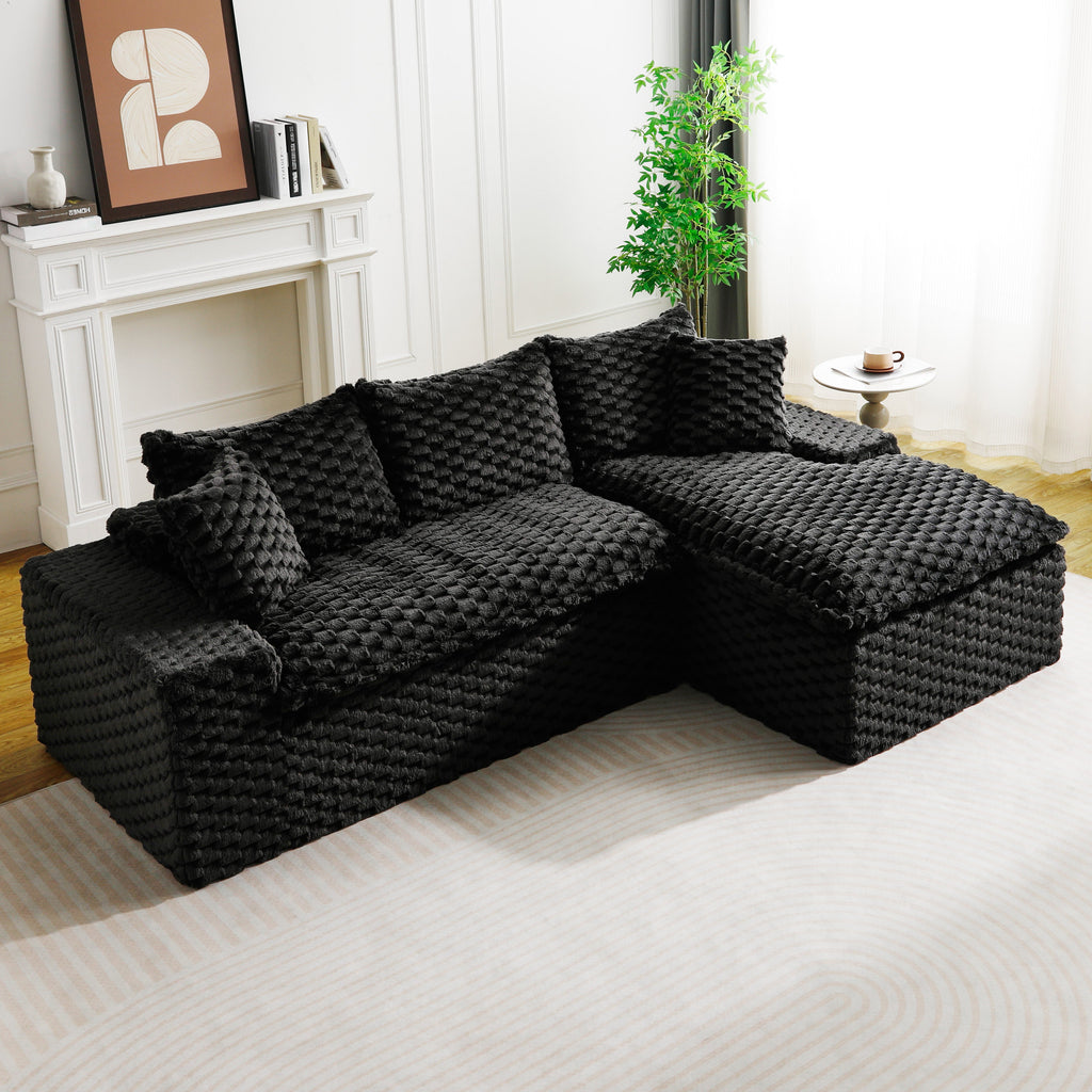 Black Turtle Velvet Versatile Convertible Sofa