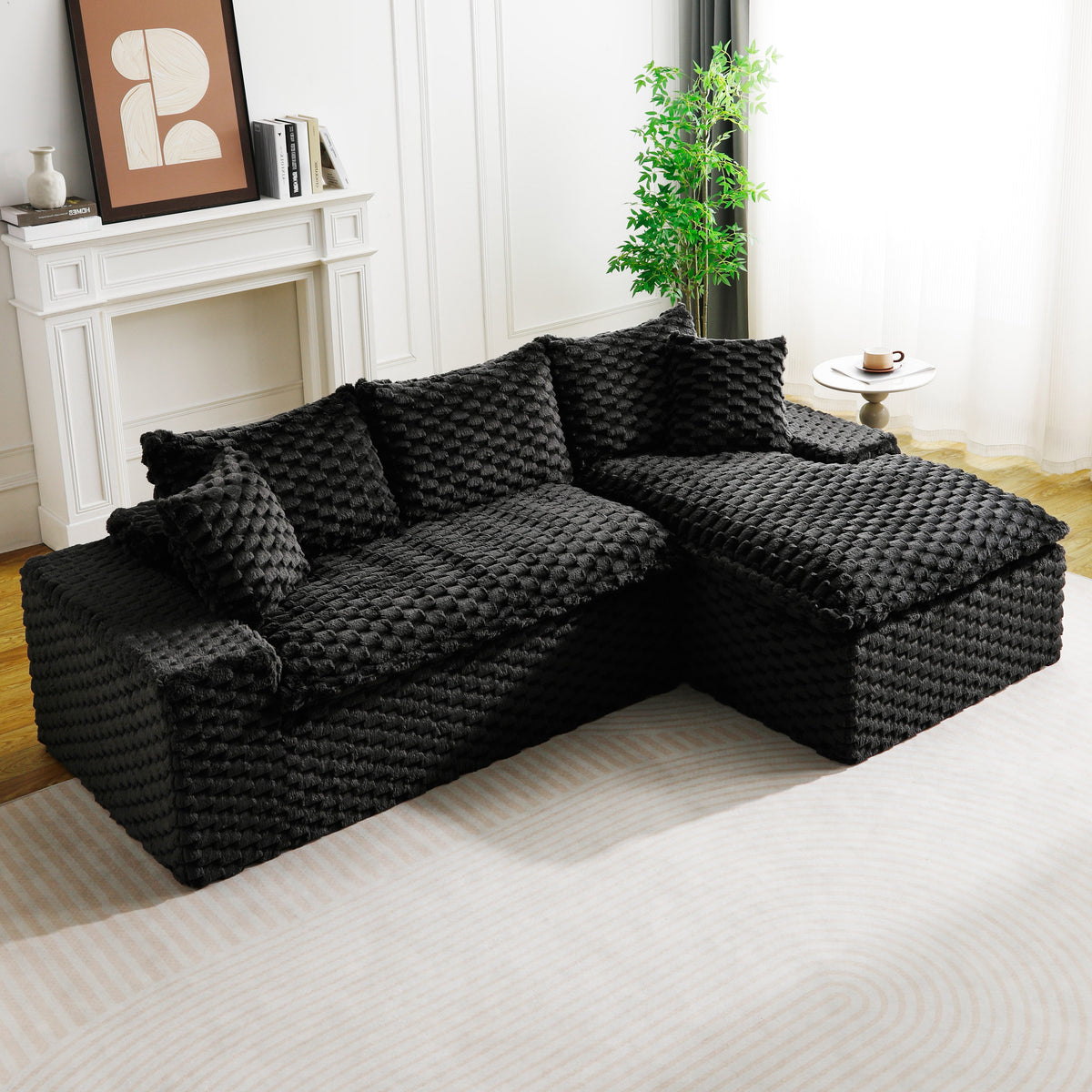 Black Turtle Velvet Versatile Convertible Sofa
