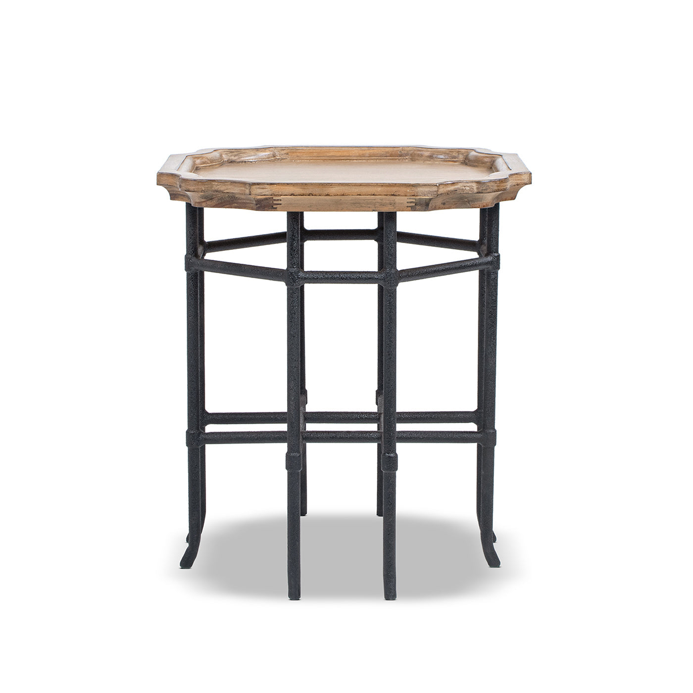 Foundry 24" Square Reclaimed Pine Wood & Iron Side Table