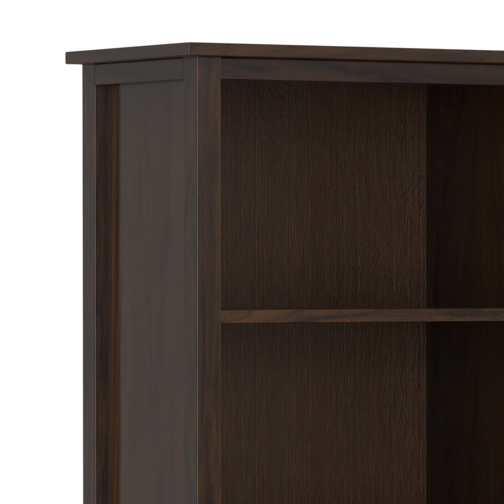 Warm Shaker 72 Inch Tall Solid Wood 5 Shelf Bookcase in Brunette