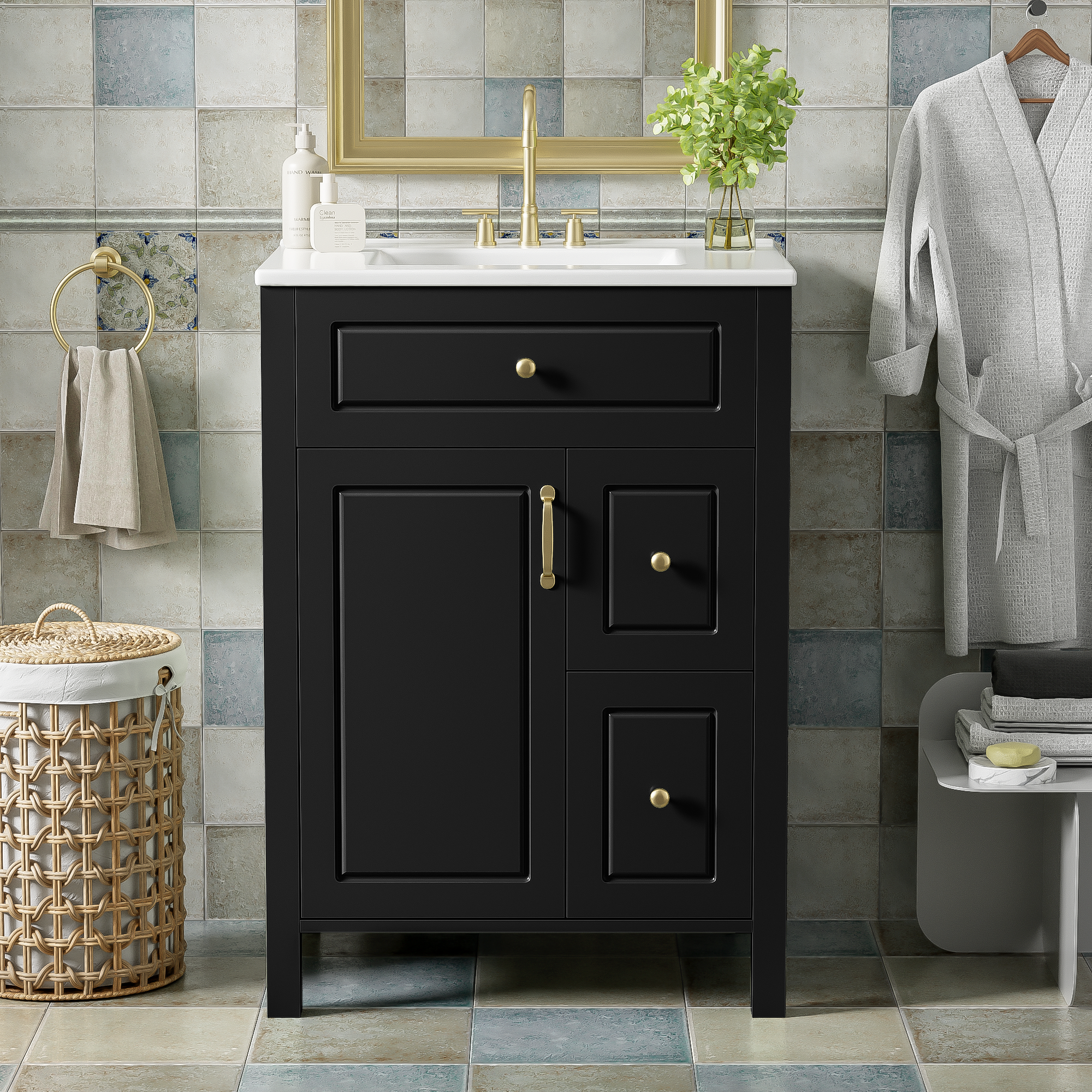 24-Inch Bathroom Vanity with Ceramic Sink