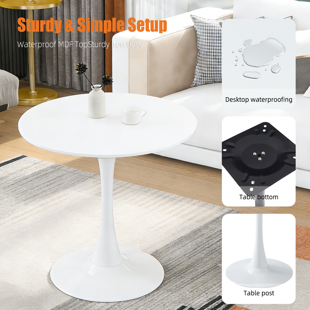 White Round Dining Table