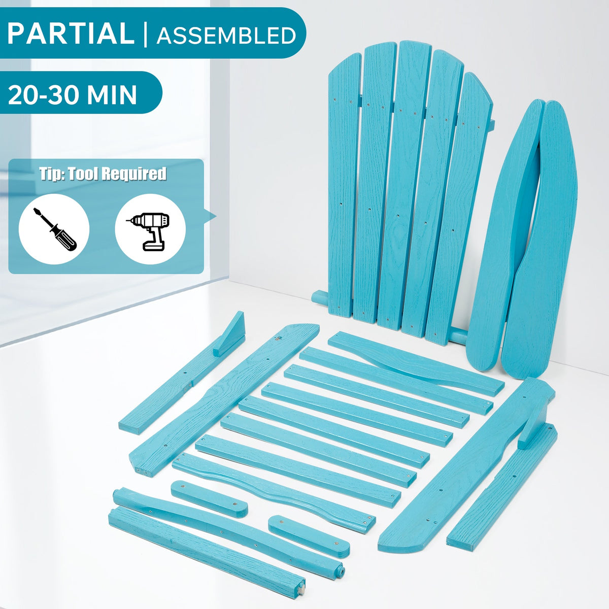 Embossed Wooden Outdoor Folding Adirondack Chair