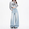 Loose And Comfortable Jeansstructured Slimming And With A Smooth Flowing Wide-leg Cut