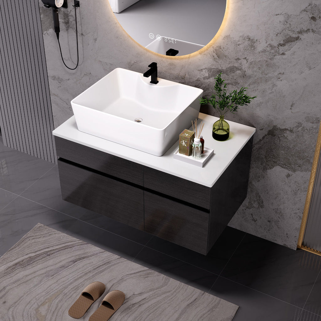 31.5 Inches Floating Single Small Bathroom Vanity with Sink