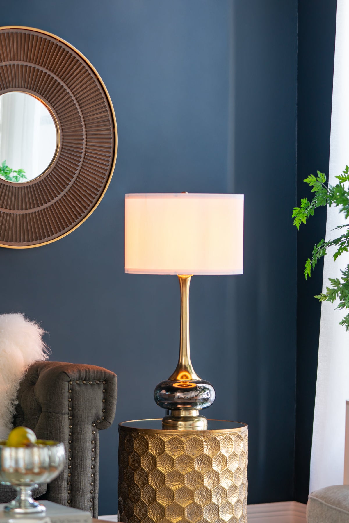 D15x29" Table Lamp with Glass Drum
