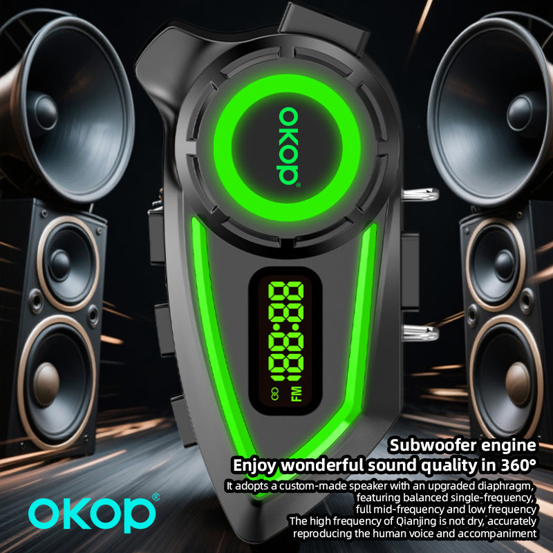 KP-290 Wholesale Cross-Border Motorcycle Helmet Bluetooth Headset Intercom Music Waterproof Noise Cancellation Digital Display Hands Free Calling In Stock