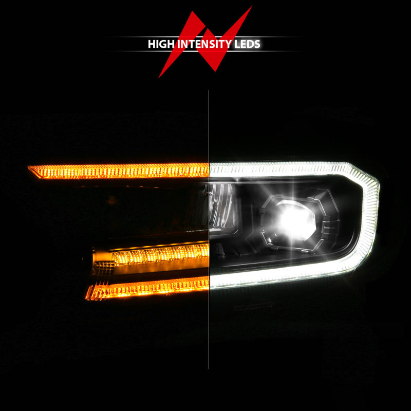 ANZO 19-23 Ford Ranger (Factory Halogen Model) Full LED Proj Headlights Init/DRL/SeqSig Black - Pair 111632A