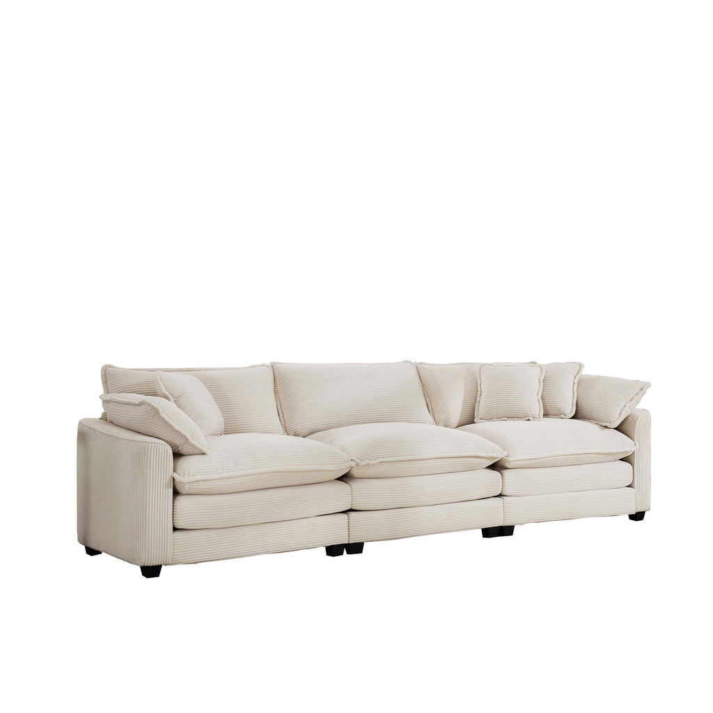 Mid-Century Modern 3-Seater Sectional Sofa with Pillows
