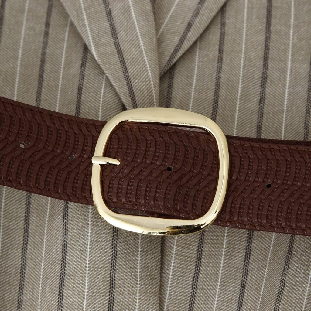 Fashionable Herringbone Blazer With A Belt