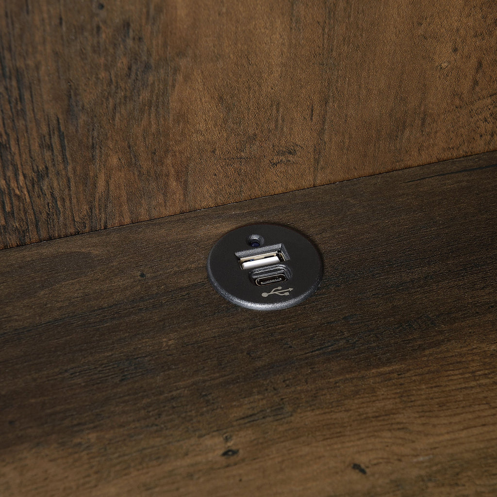 Geary Dark Pine 3-Shelf Bookcase USB and Lockable Drawer