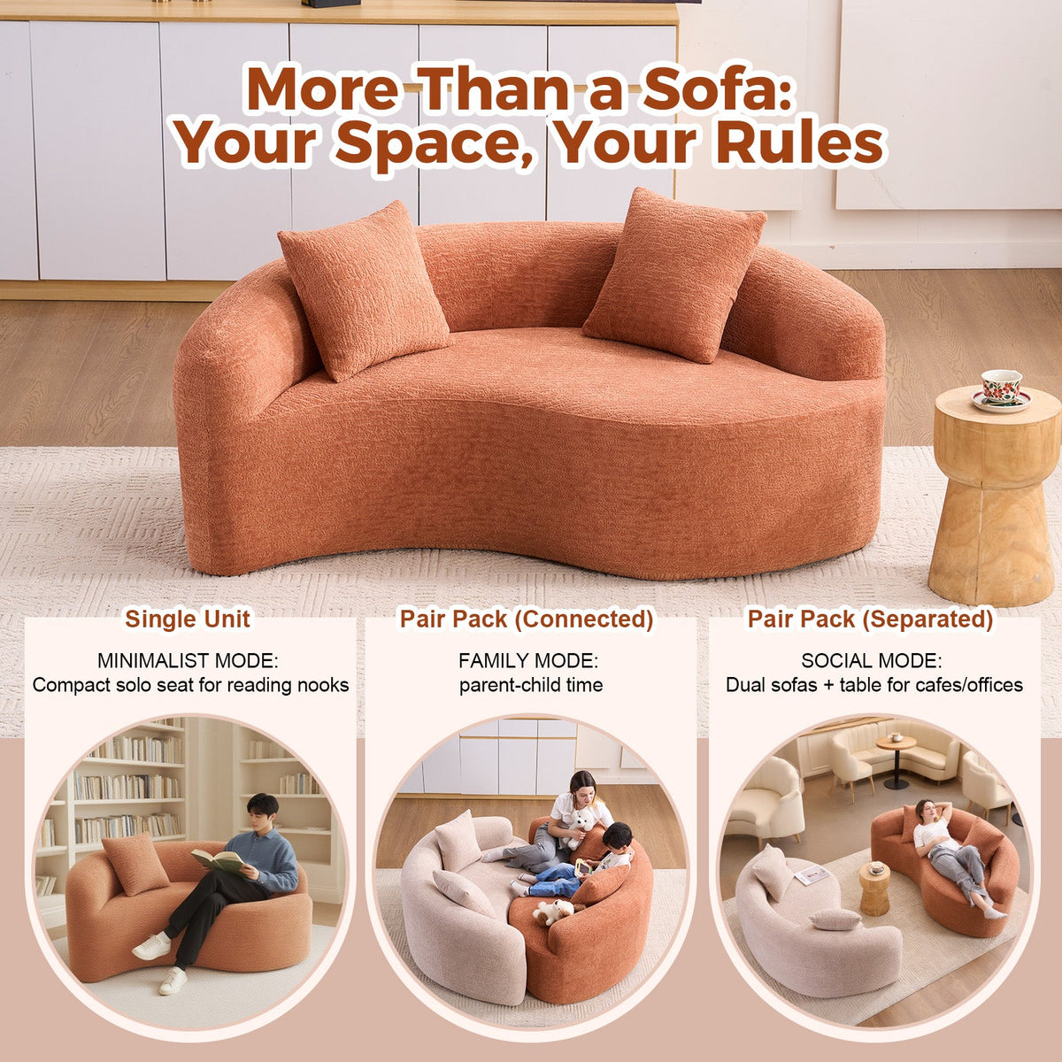 LY-042 S-Curved Chenille Sectional Sofa