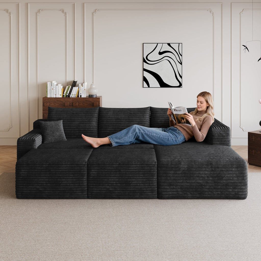 95" Cloud Sectional Sofa with 2 Ottomans