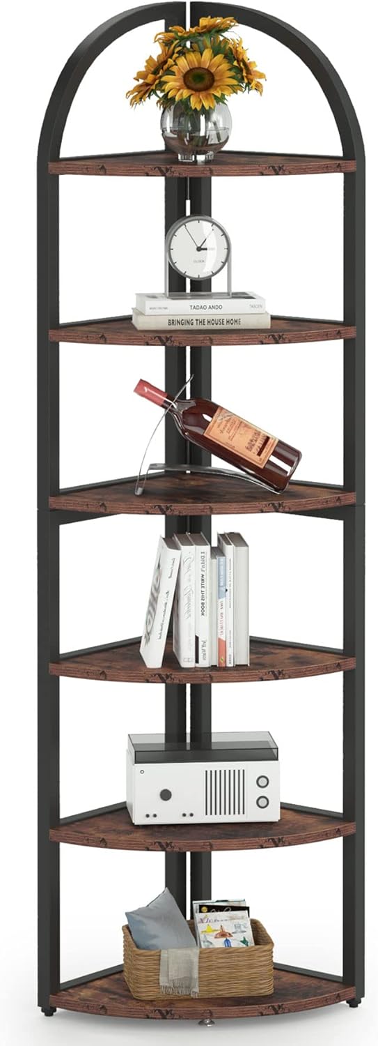 71.65" Tall 6 Tier Rustic Corner Shelf