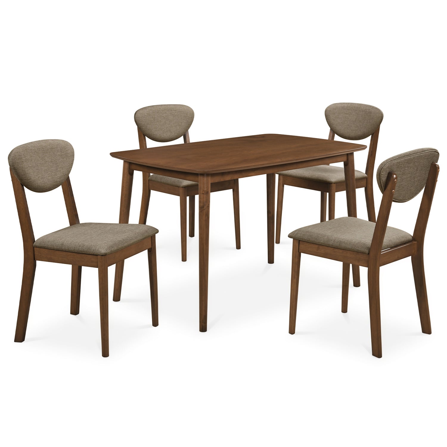 5-Piece Dining Set with Rectangular Table & 4 Fabric Chairs