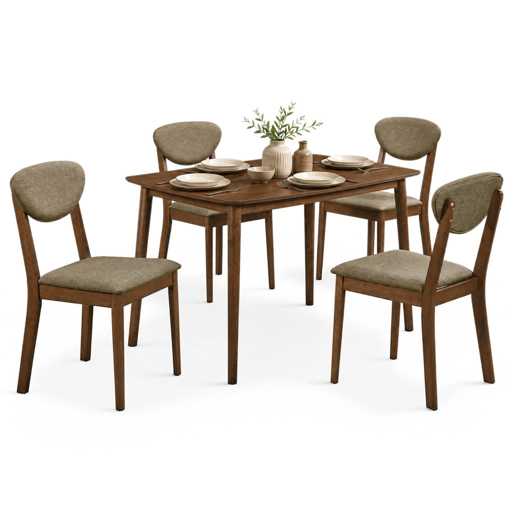 5-Piece Dining Set with Rectangular Table & 4 Fabric Chairs