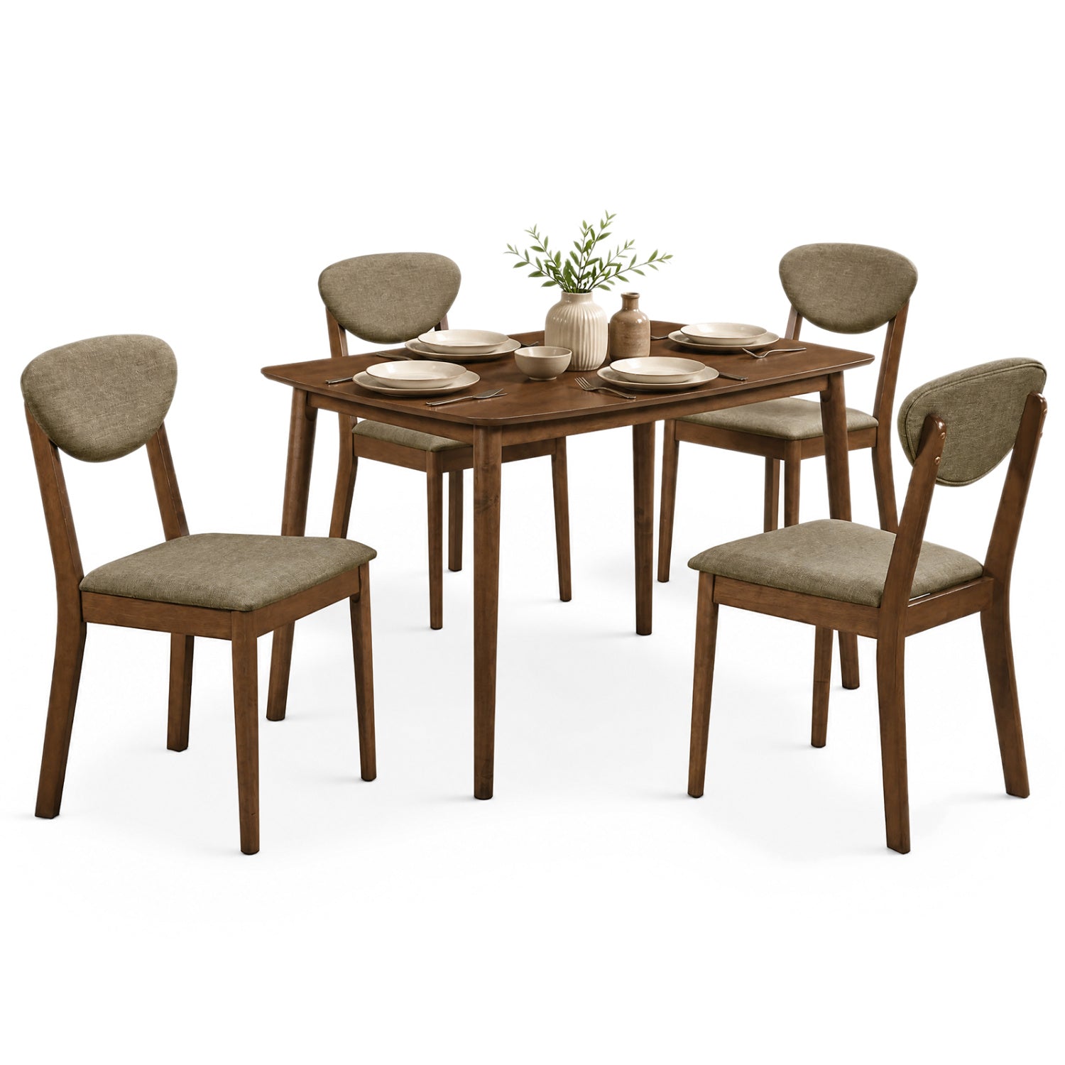 5-Piece Dining Set with Rectangular Table & 4 Fabric Chairs