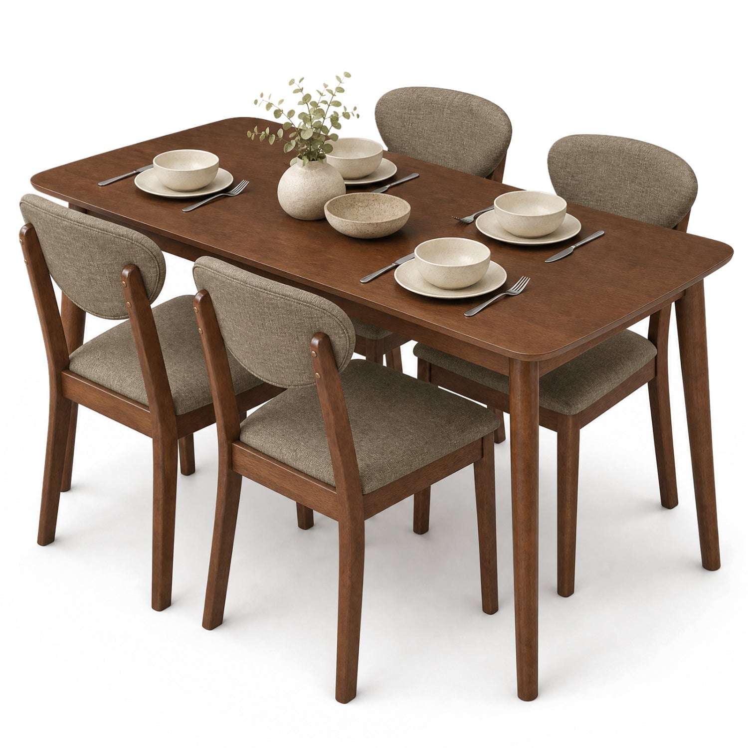 5-Piece Dining Set with Rectangular Table & 4 Fabric Chairs