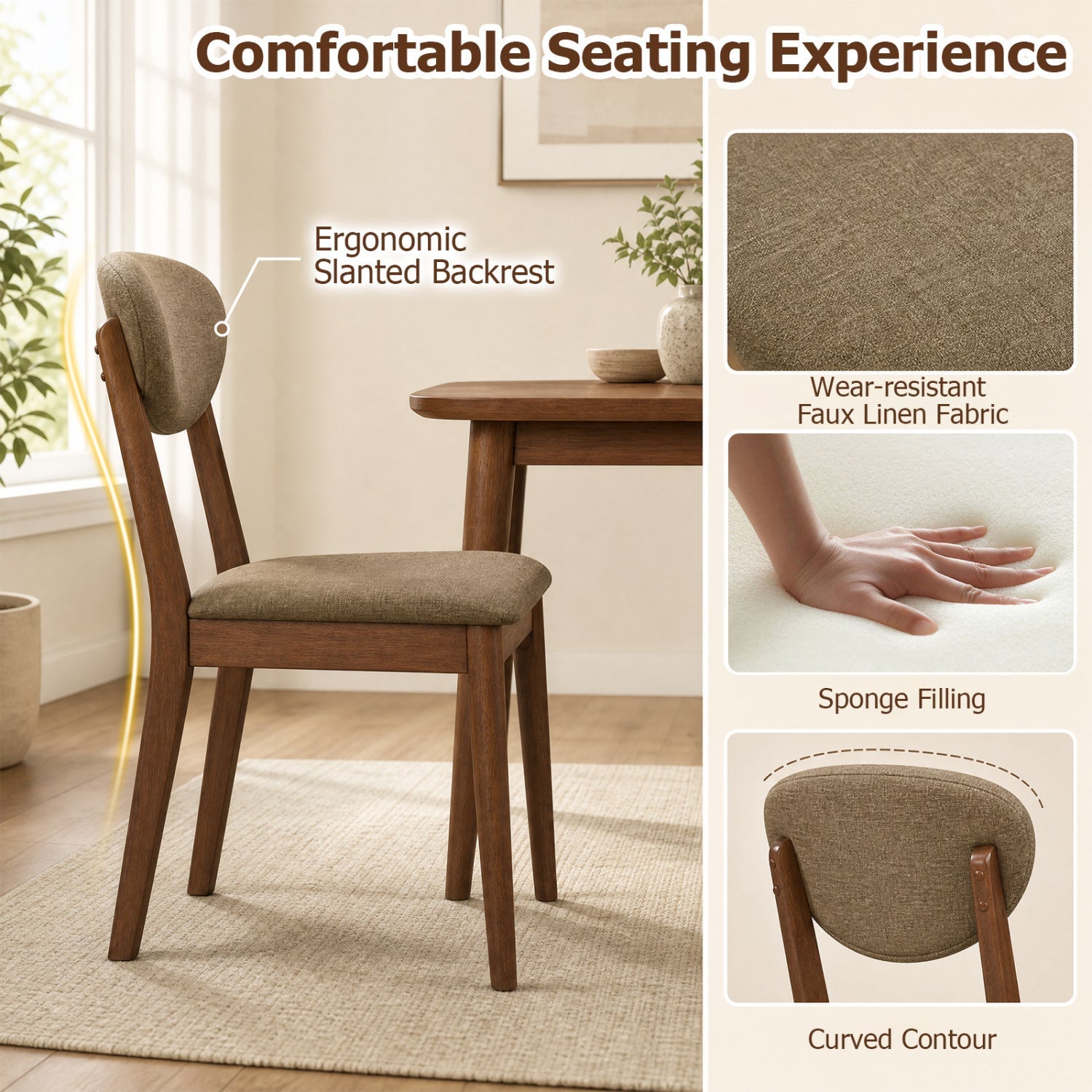 5-Piece Dining Set with Rectangular Table & 4 Fabric Chairs