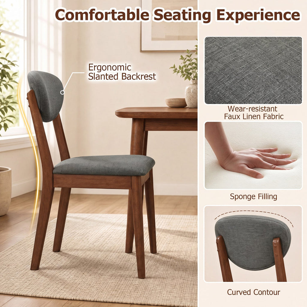 5-Piece Dining Set with Rectangular Table & 4 Fabric Chairs
