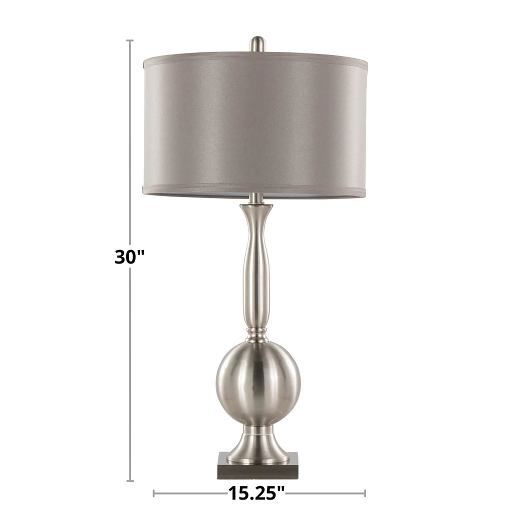Joan 30" Contemporary Metal Table Lamp in Brushed Nickel