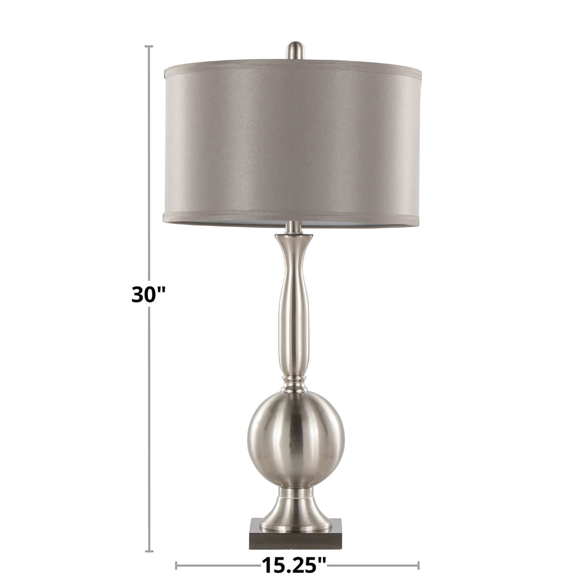 Joan 30" Contemporary Metal Table Lamp in Brushed Nickel