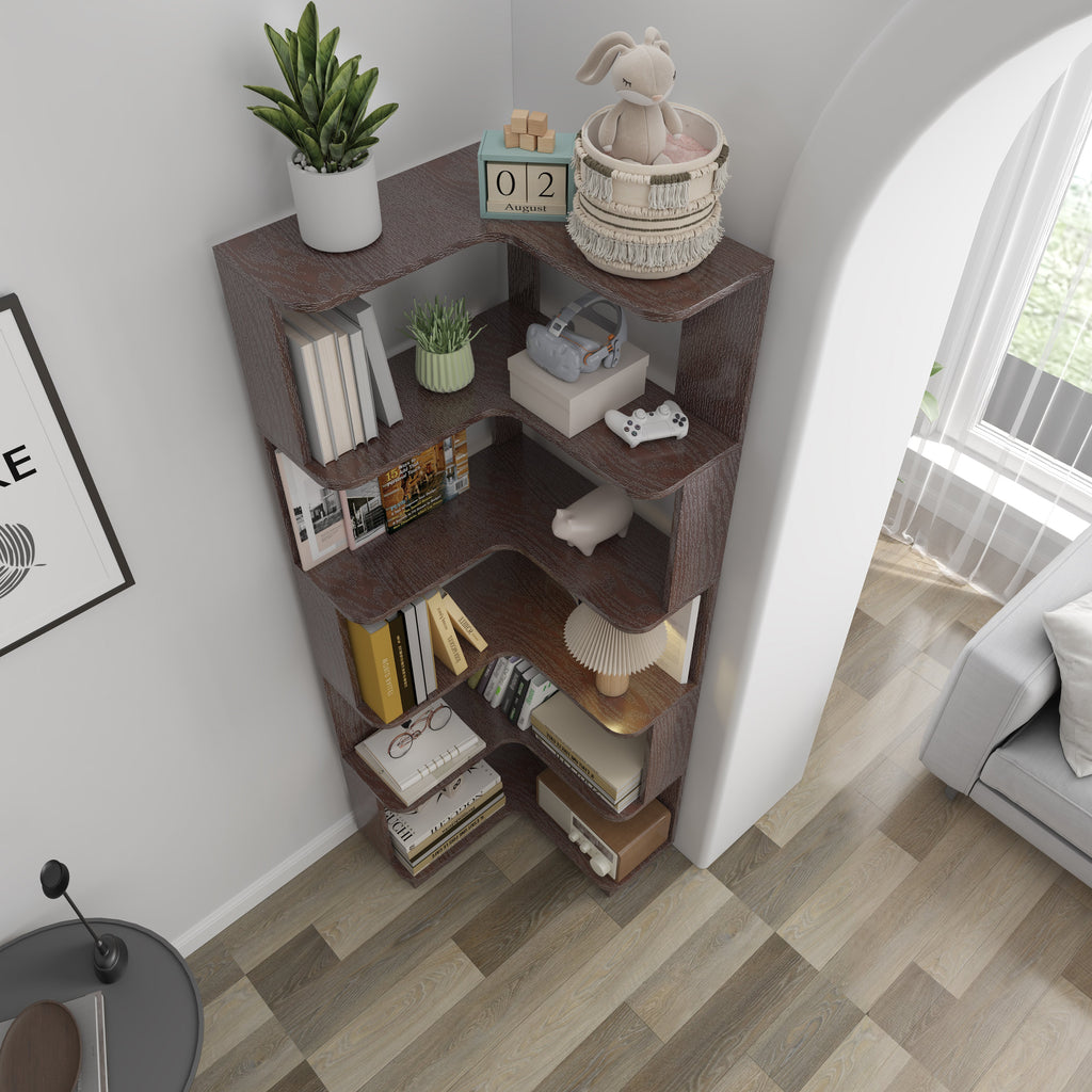 6 Tier Freestanding L-Shaped Corner Bookshelf