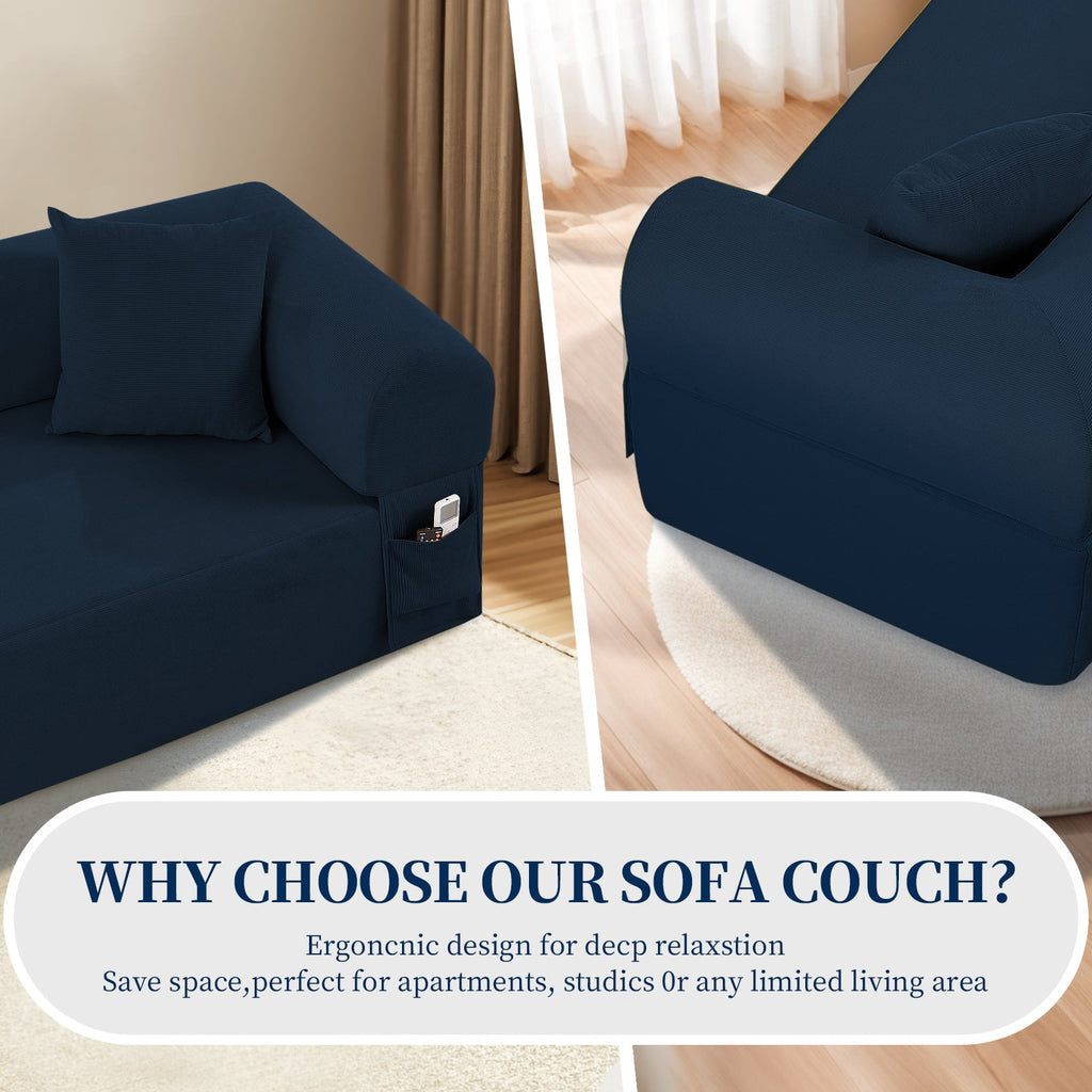 Spring Sofa with High-Quality Fabric, Pillows & Storage