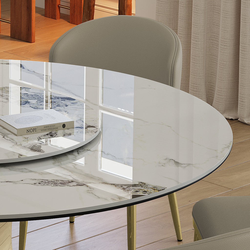 59" Round Sintered Stone Dining Table Set