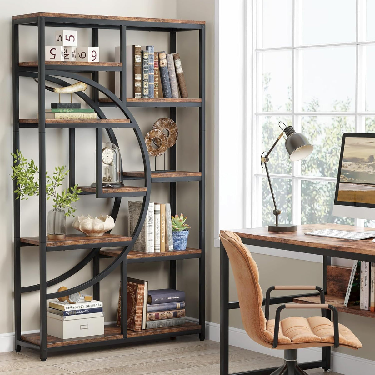 68.89" Height Industrial 5-Tier Rustic Brown Etagere
