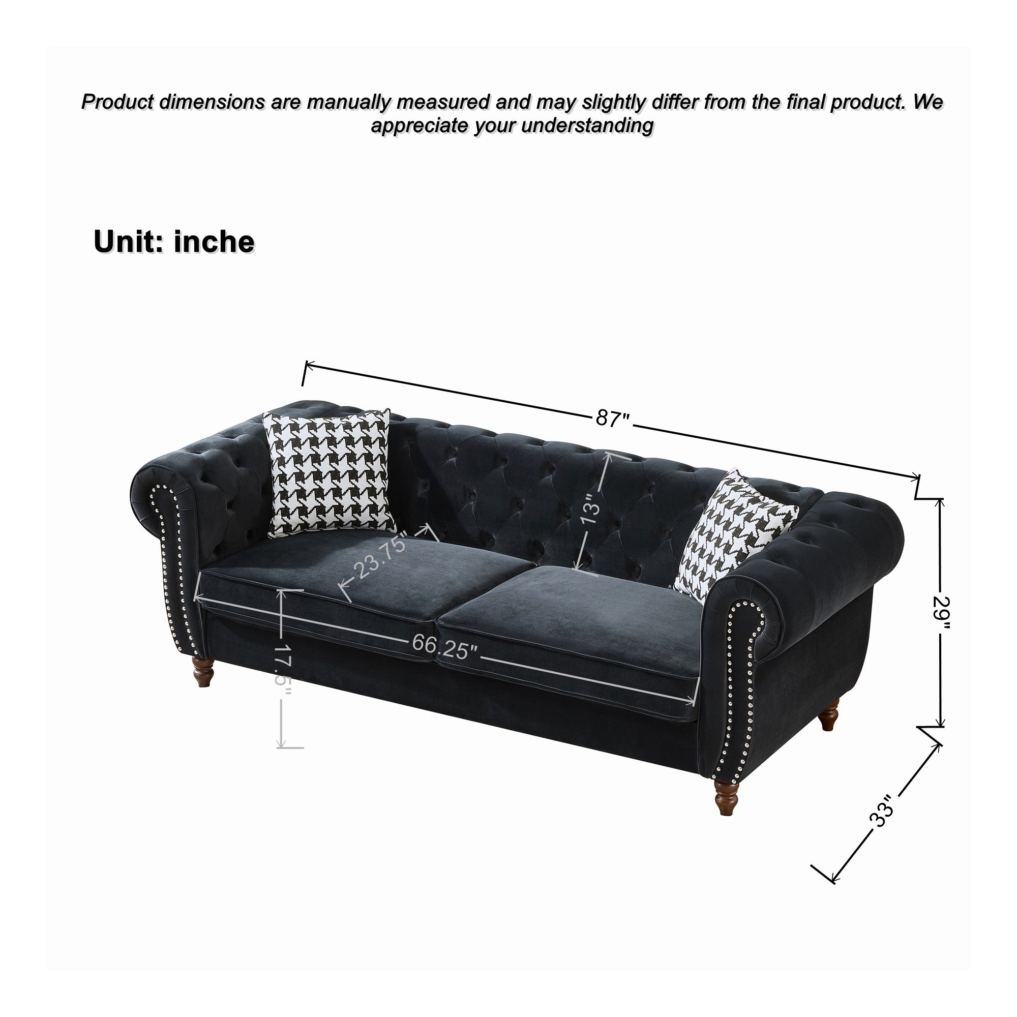 Chesterfield Velvet Upholstered Sofa