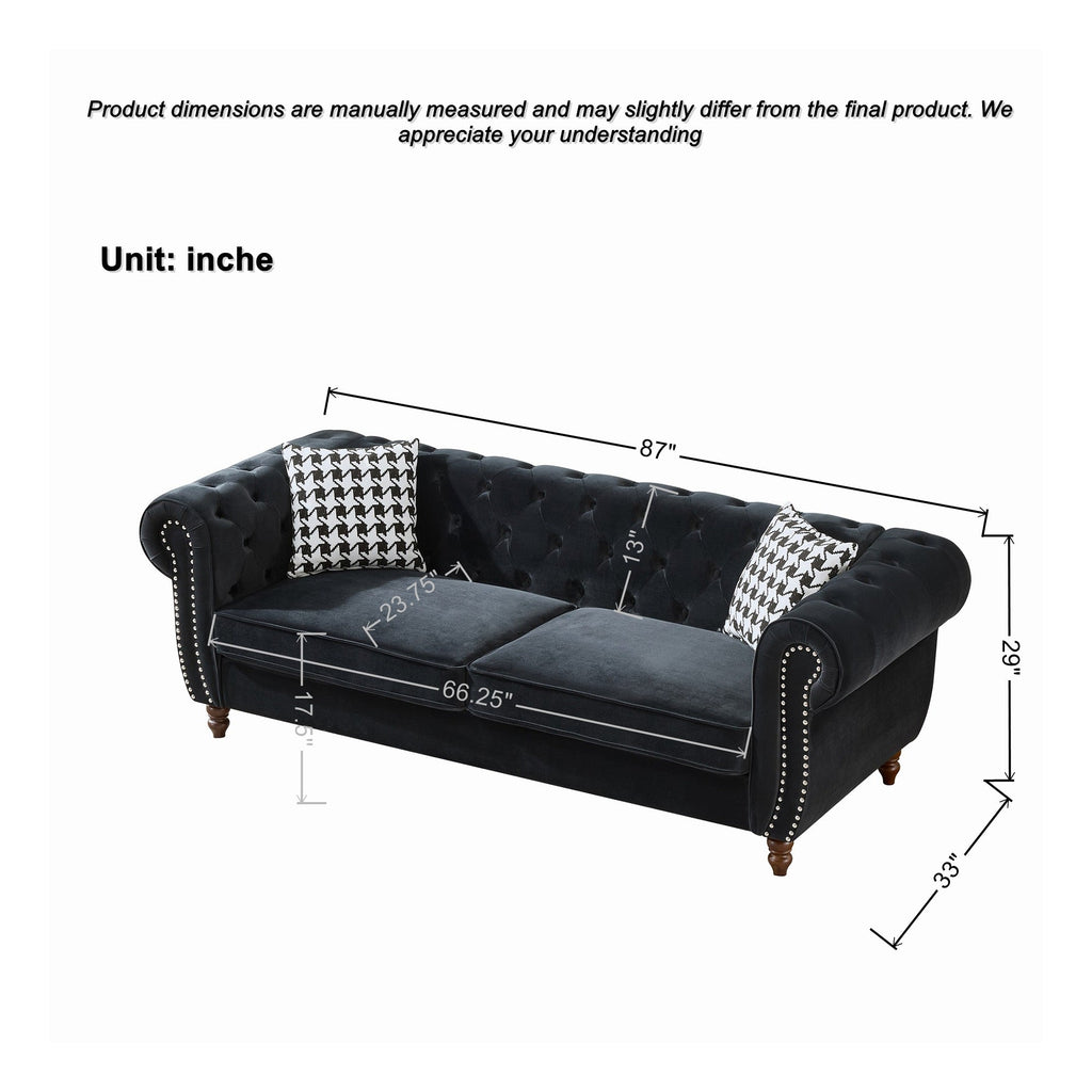 3+3 Seater Chesterfield Velvet Upholstered Sofa