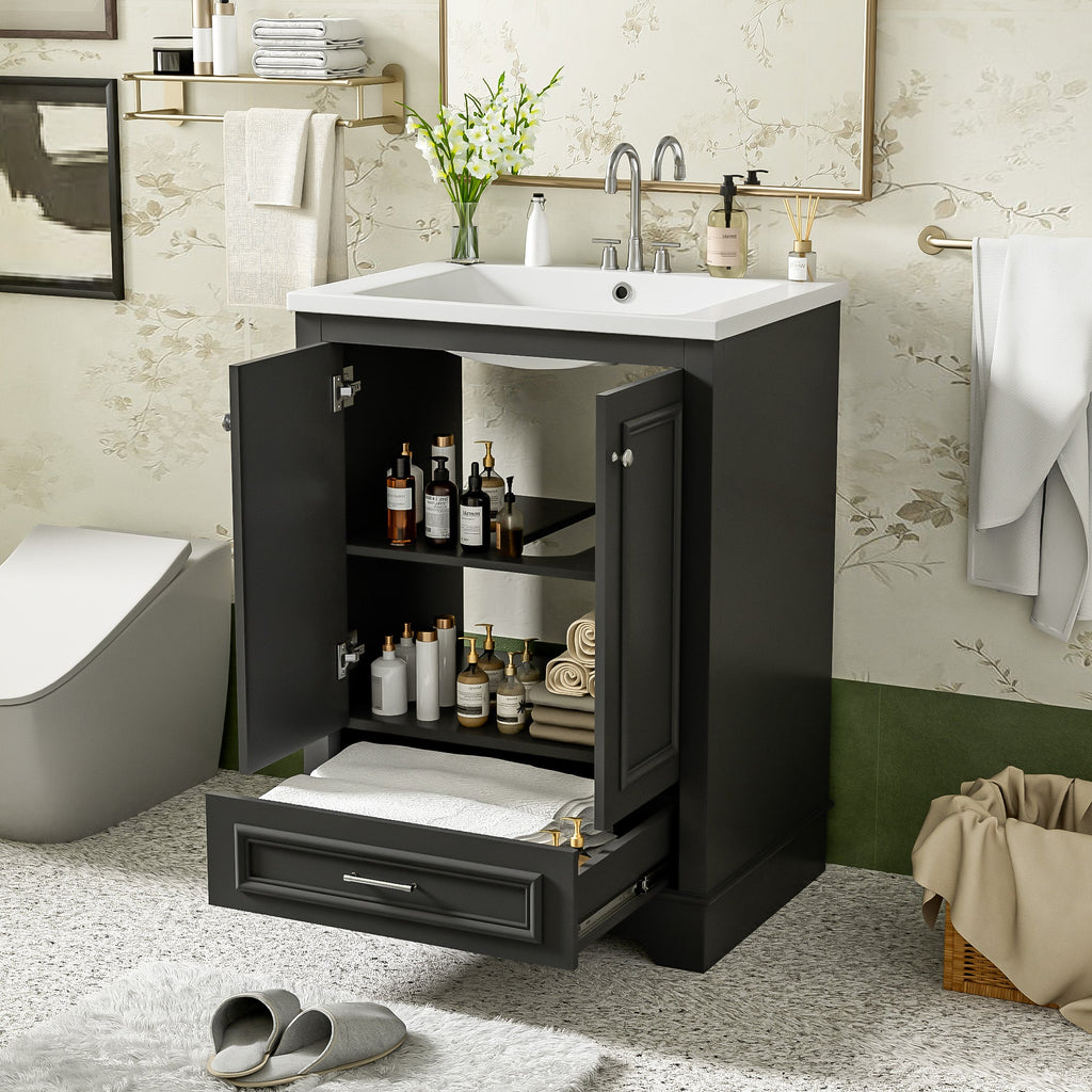 24" Bathroom Vanity with Ceramic Sink Combo