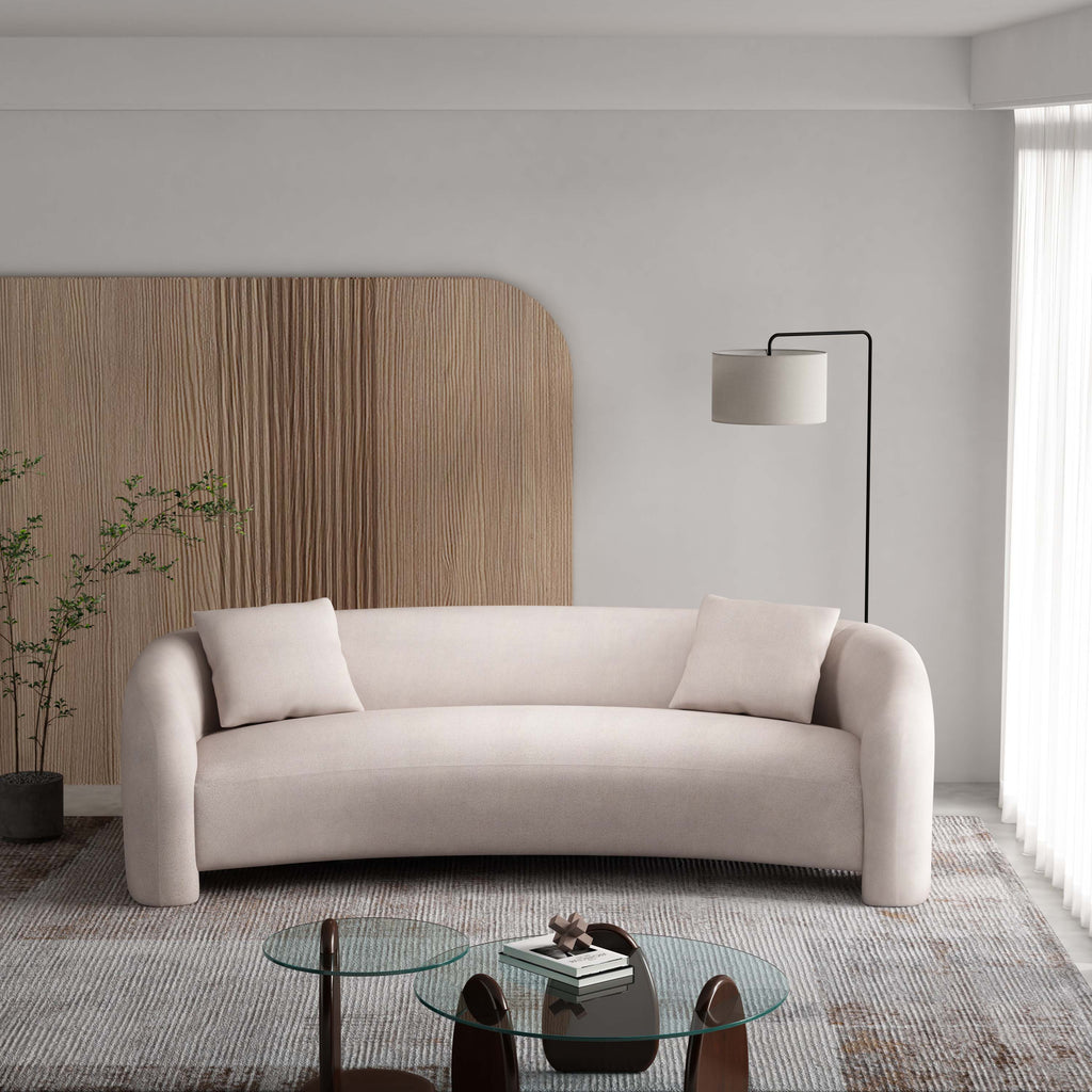 Sylvia 104" Tweed Loveseat in Ivory