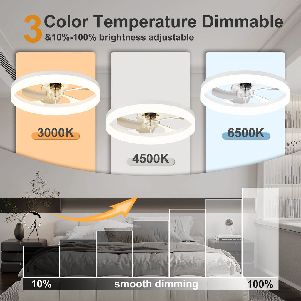 19.7'' LED Ceiling Fan Light with Remote & App Control