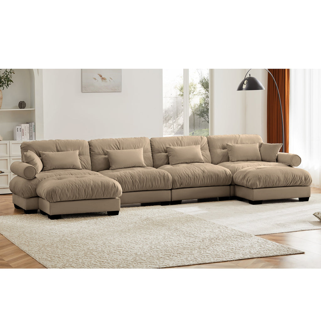 U Shaped Sectional Sofa Cloud Couch with Movable Ottomans