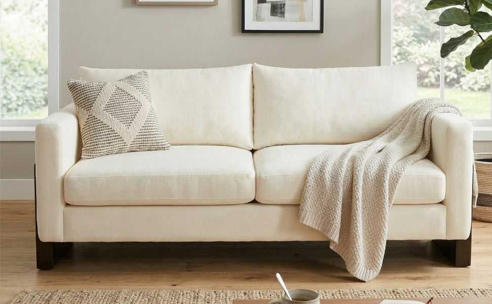 Modern 3-Seater Sofa with Rubberwood Legs