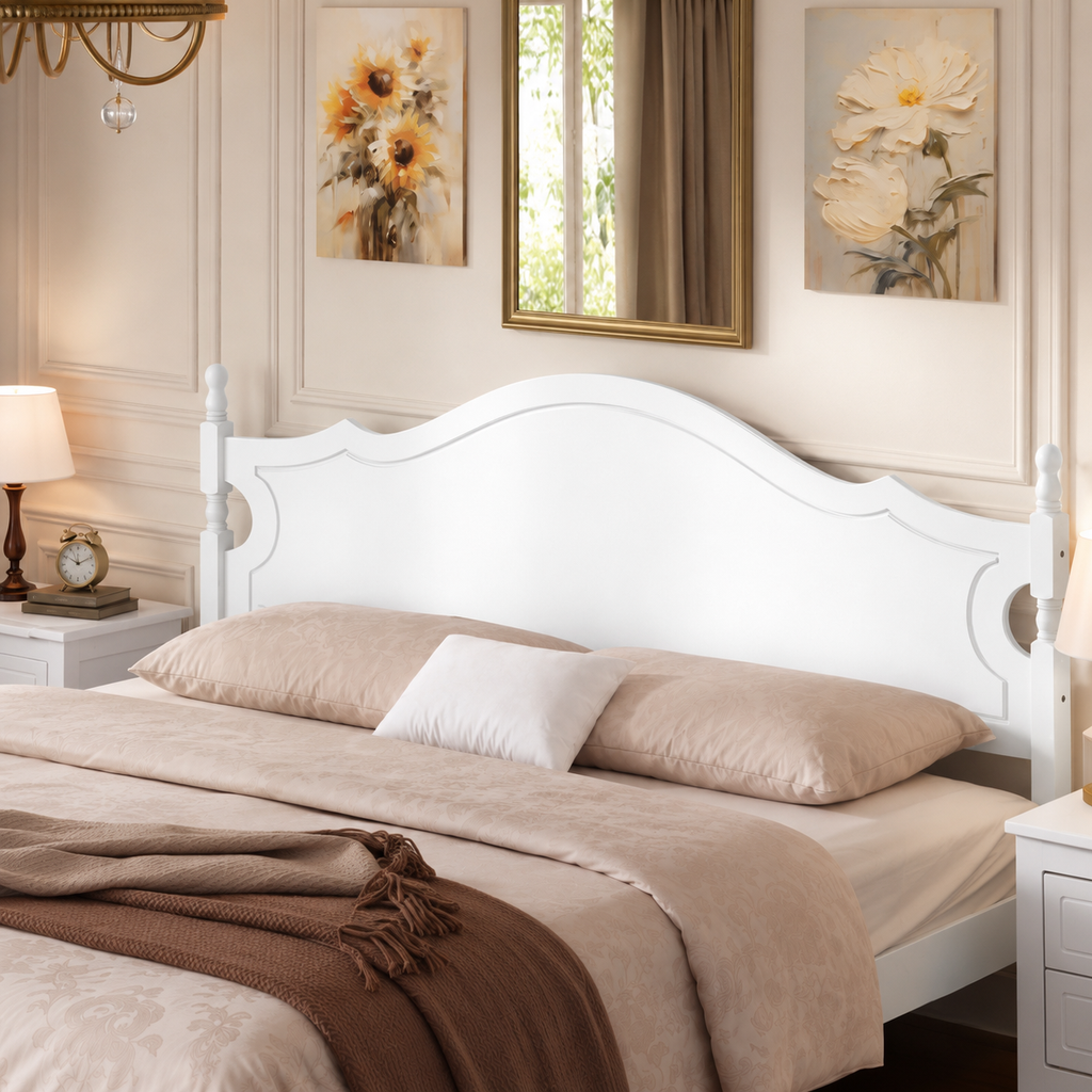 Retro Style King Bed Frame with Headboard