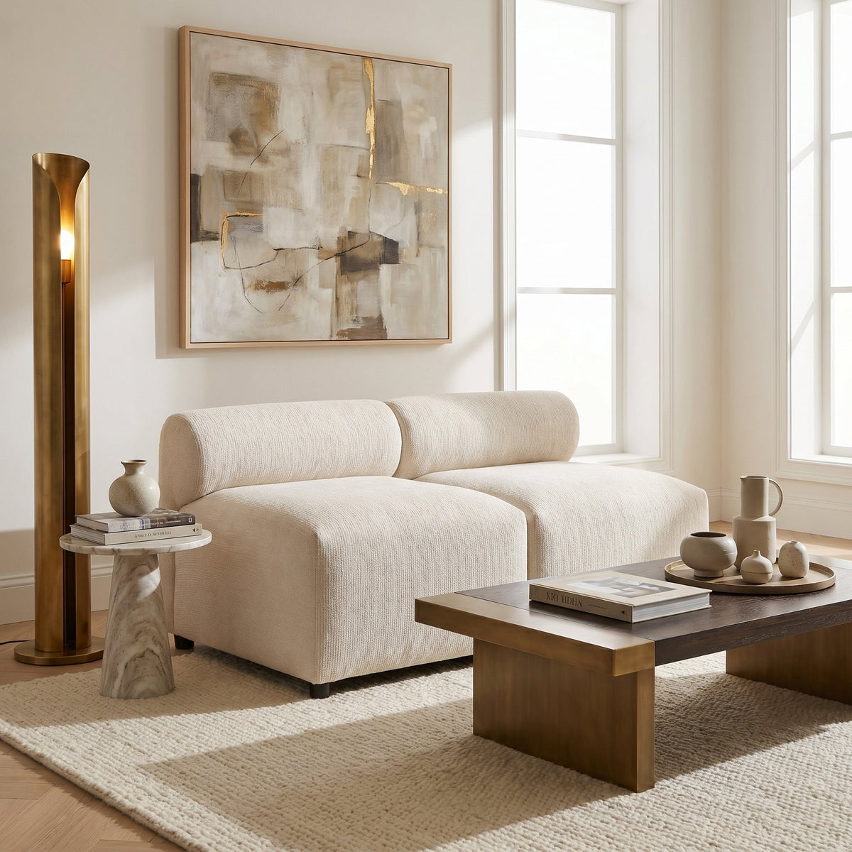 Evelyn 2-Piece Modular Couch Sectional Sofa